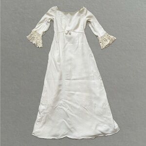 Vintage 60’s Alfred Angelo Original Lace Boho Wedding Dress With Train. Size S.